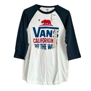 Vans California Bear Logo Raglan Tee Small NWT Off The Wall Graphic Shirt